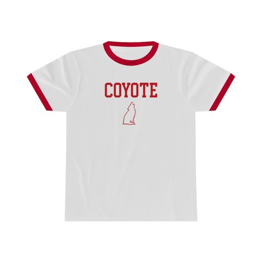 COYOTE Logo Ringer Tee (White w/ Red) - Joe Purdy