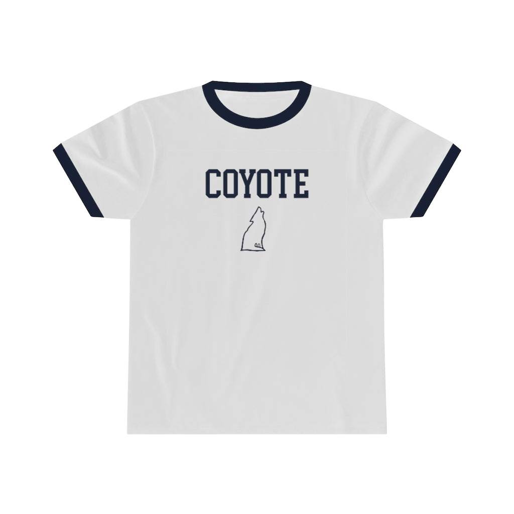 COYOTE LOGO Ringer Tee (White w/ Navy) - Joe Purdy