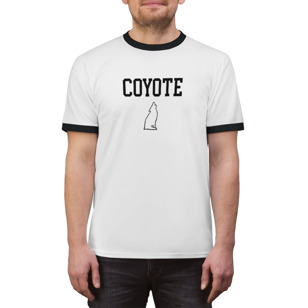 COYOTE Logo Ringer Tee (White w/ Black) - Joe Purdy